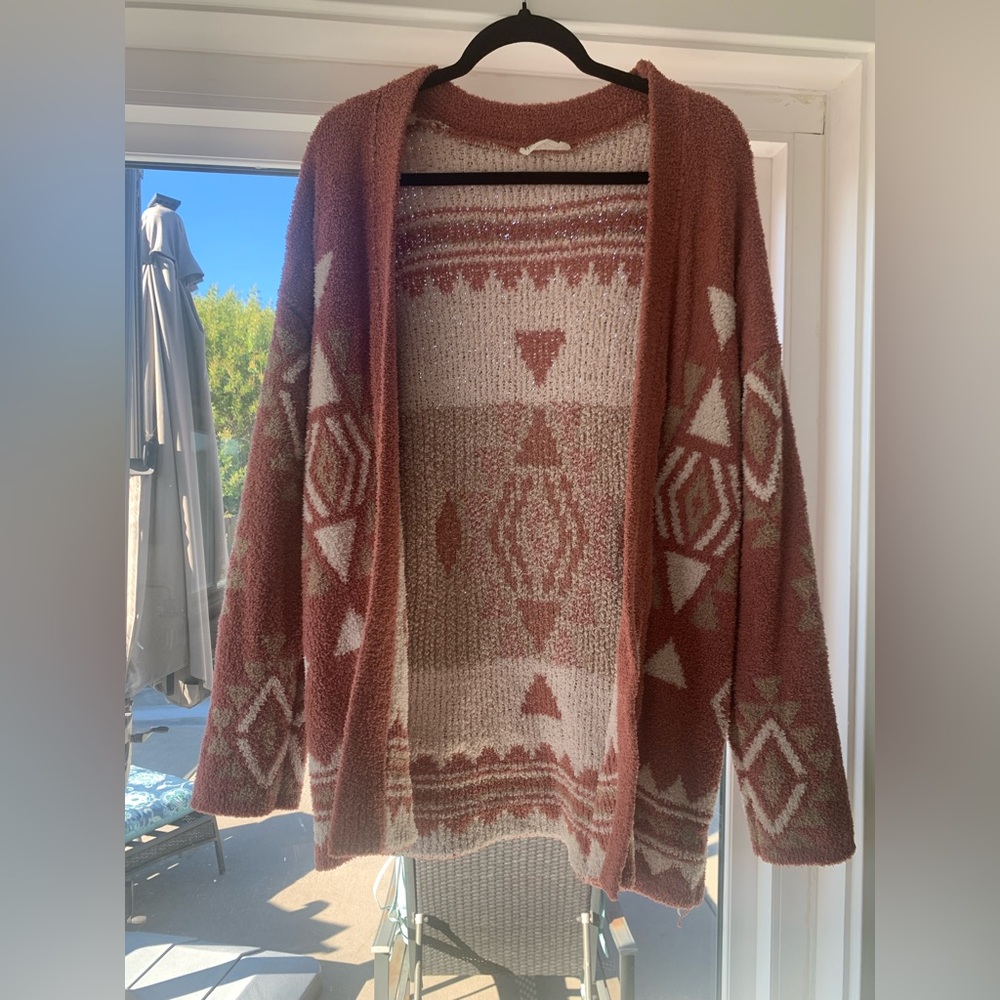 Cozy Pink Geometric Pattern Women Sweater